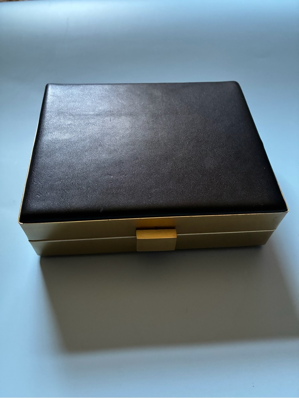 Zara Gold and Black Minimal Boxy Clutch with Removable Shoulder Strap